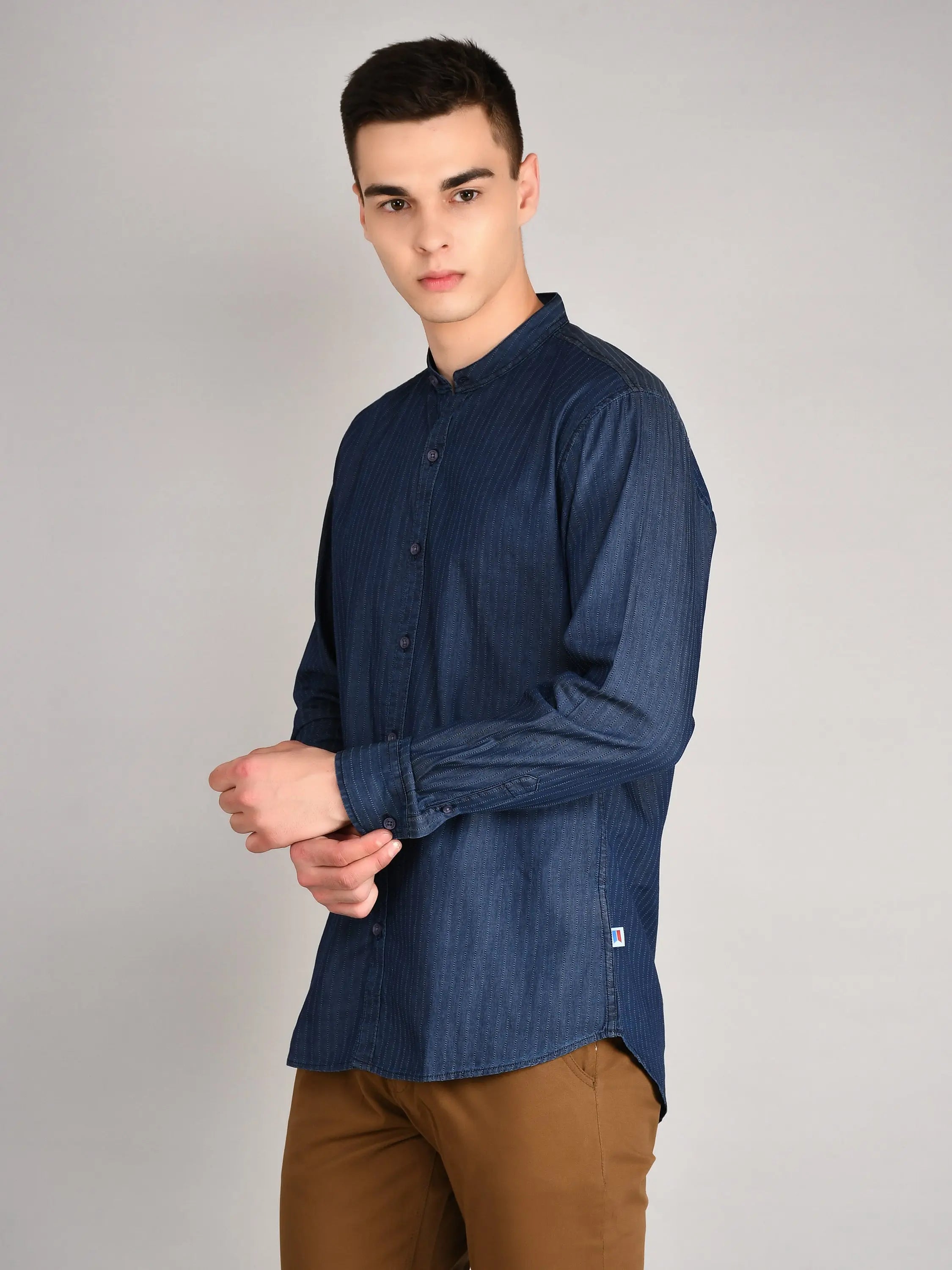 Dark Indigo Checkered Regular Fit Shirt TIM PARIS