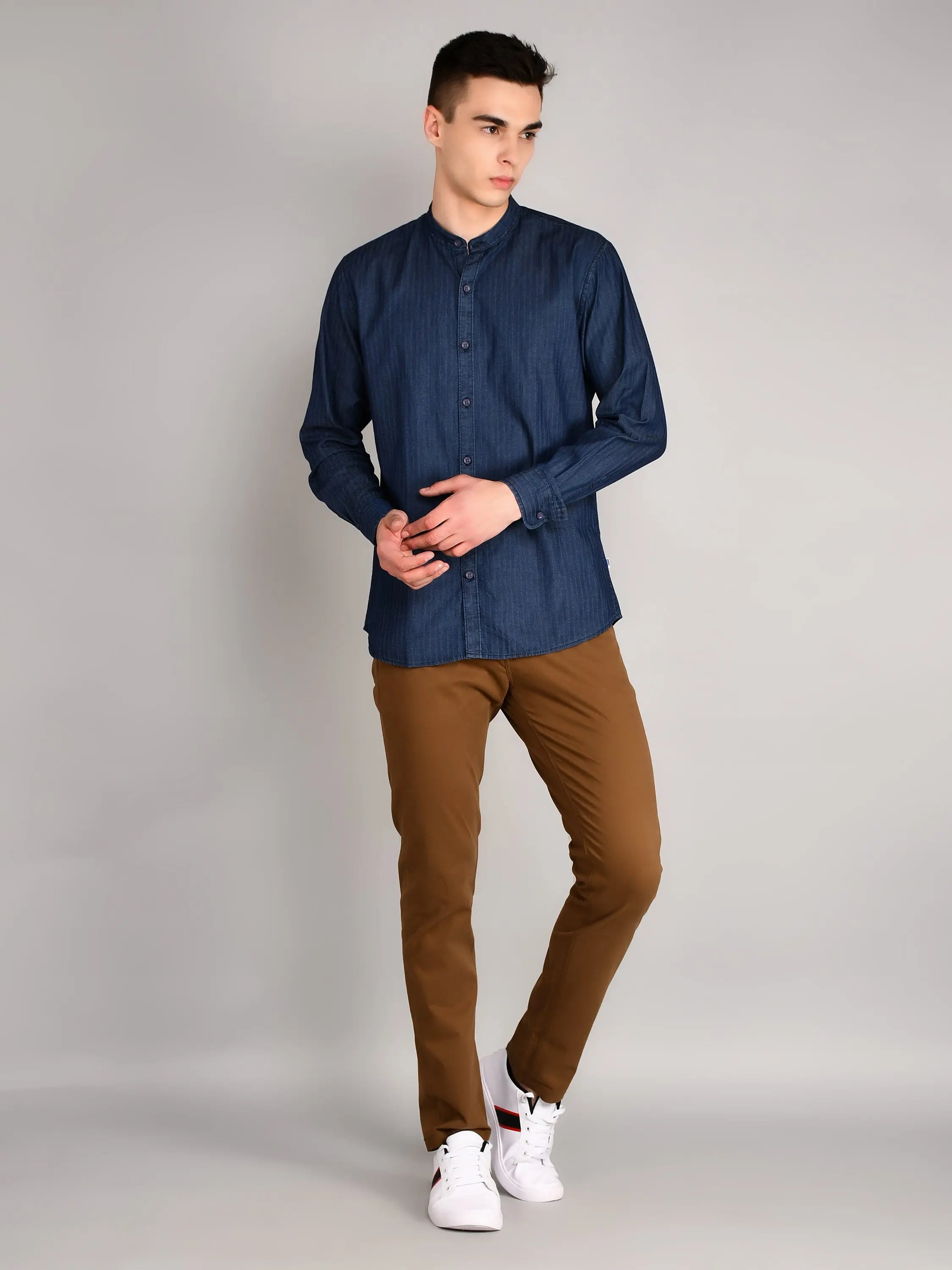 Dark Indigo Checkered Regular Fit Shirt TIM PARIS