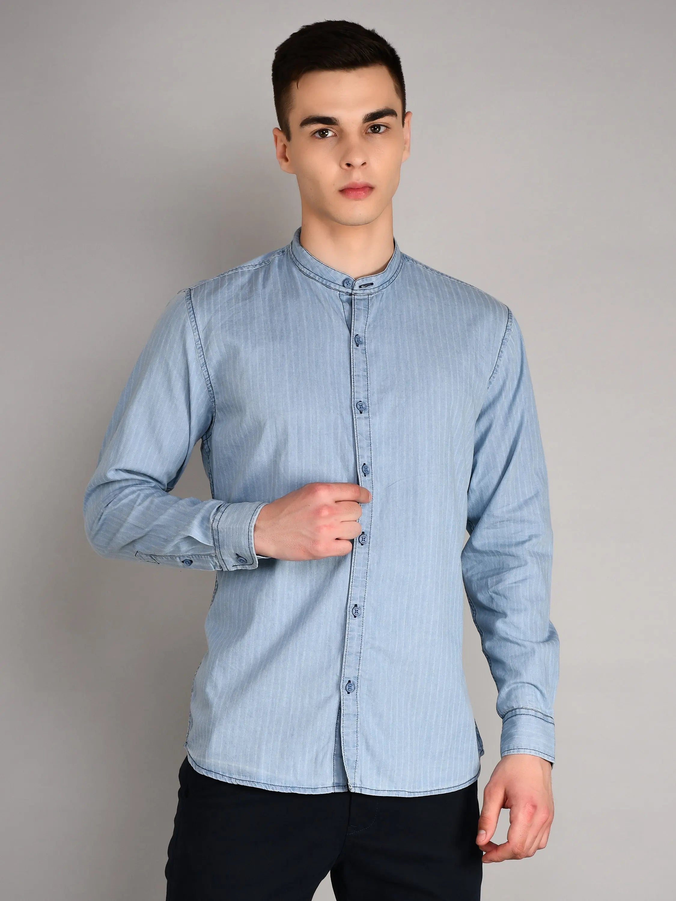 Light Indigo Checkered Regular Fit Shirt TIM PARIS