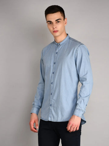 Light Indigo Checkered Regular Fit Shirt TIM PARIS