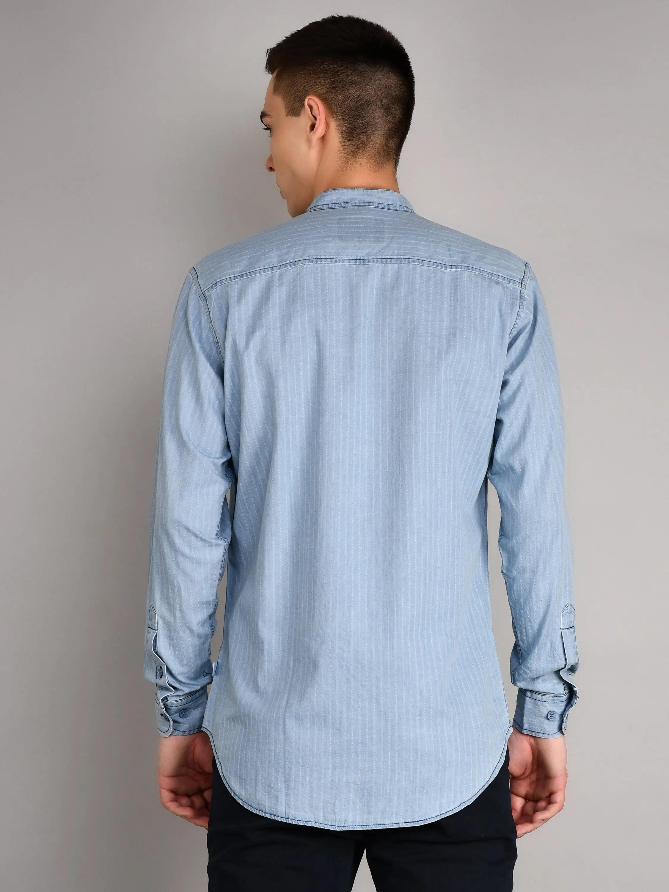 Light Indigo Checkered Regular Fit Shirt TIM PARIS