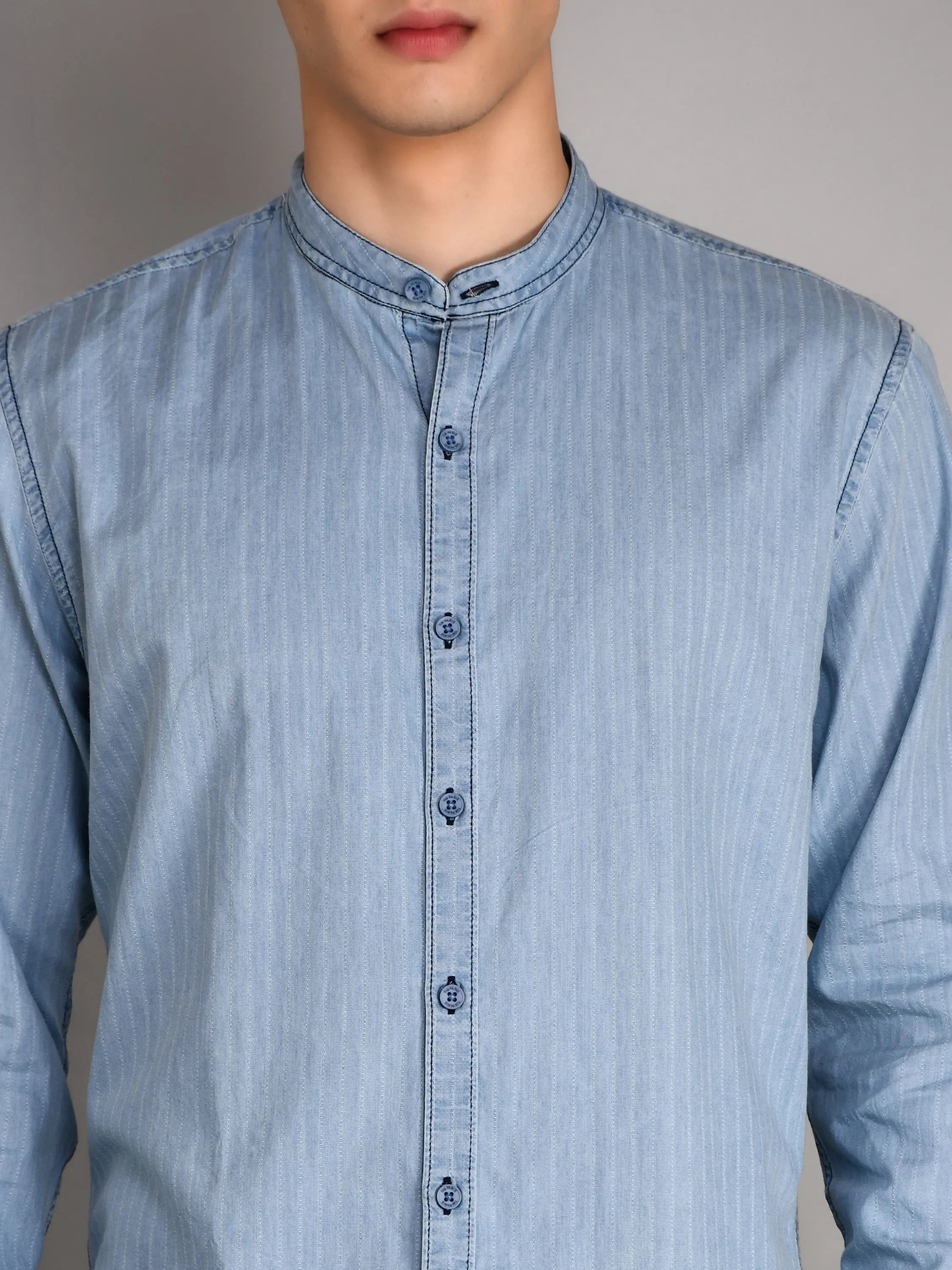 Light Indigo Checkered Regular Fit Shirt TIM PARIS