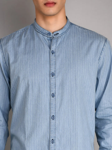 Light Indigo Checkered Regular Fit Shirt TIM PARIS