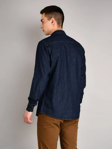 Indigo Navy Solid Regular Fit Shirt TIM PARIS