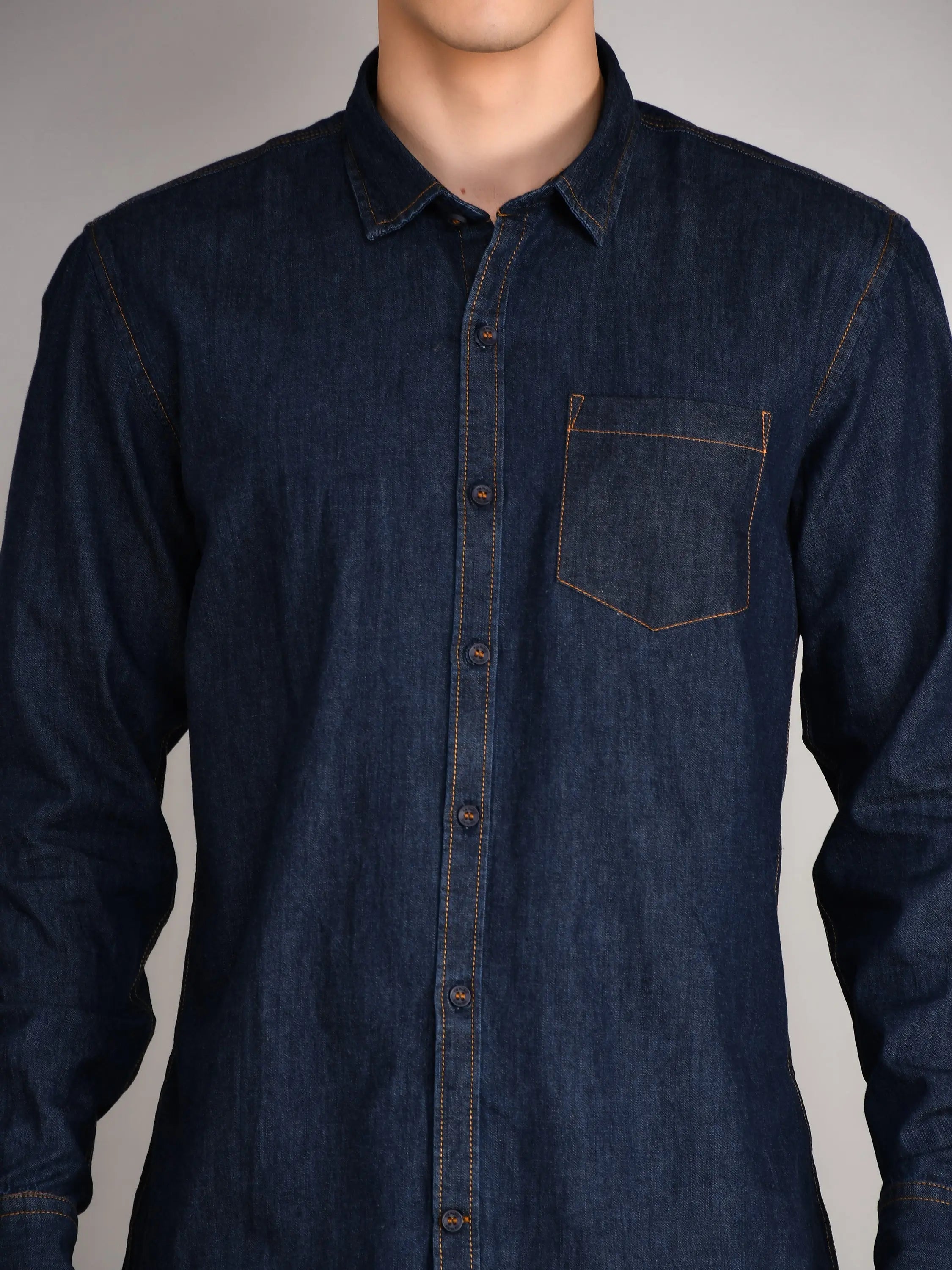 Indigo Navy Solid Regular Fit Shirt TIM PARIS