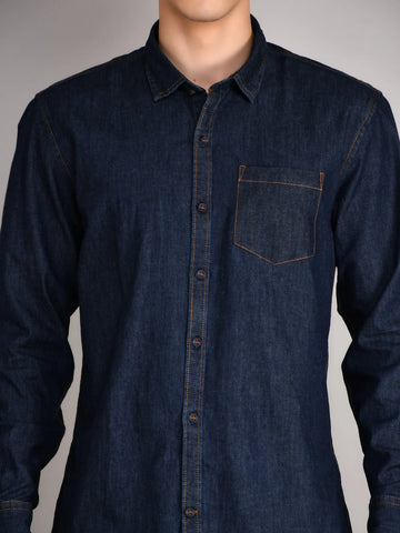 Indigo Navy Solid Regular Fit Shirt TIM PARIS