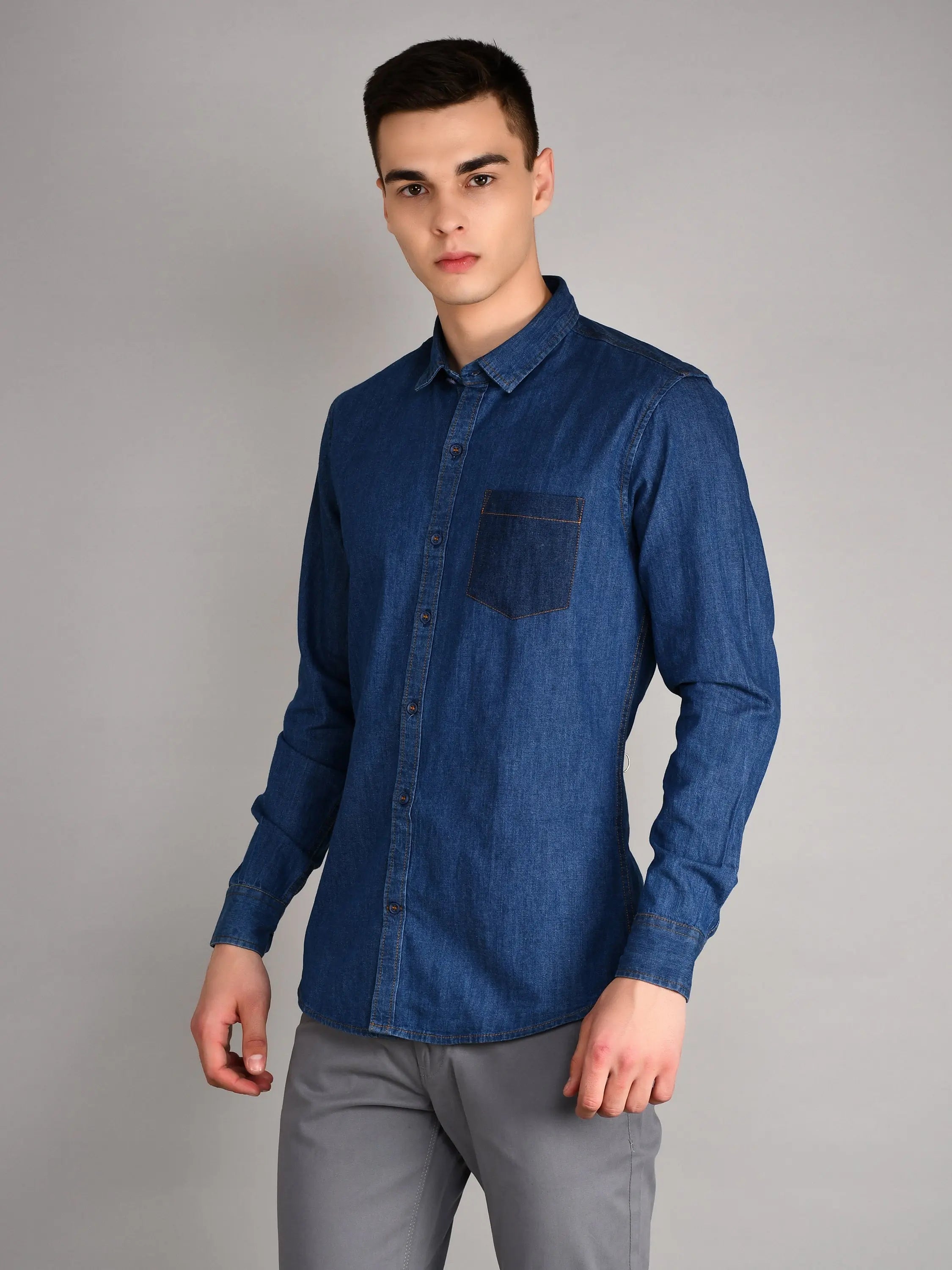 Light Indigo Solid Regular Fit Shirt TIM PARIS