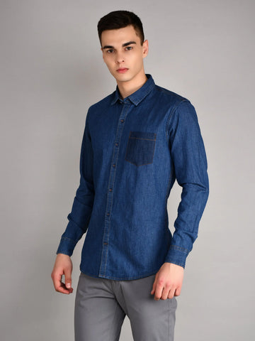Light Indigo Solid Regular Fit Shirt TIM PARIS