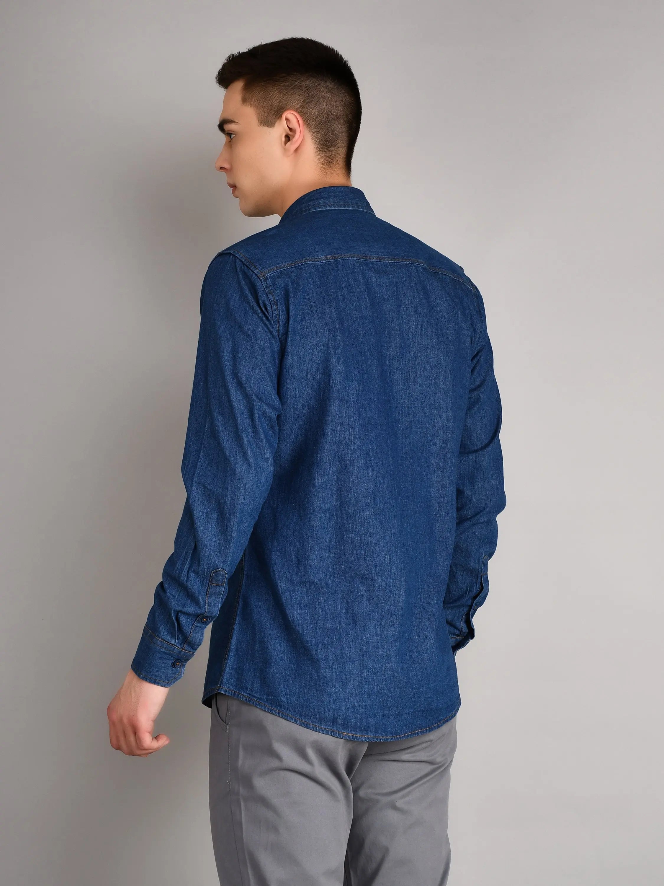 Light Indigo Solid Regular Fit Shirt TIM PARIS