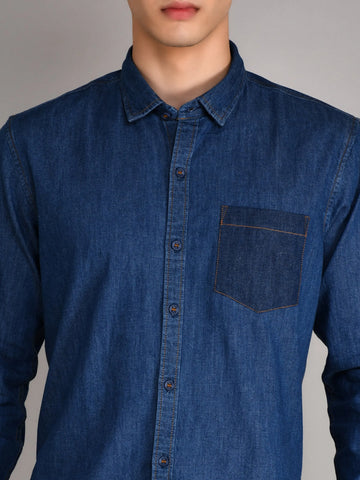 Light Indigo Solid Regular Fit Shirt TIM PARIS