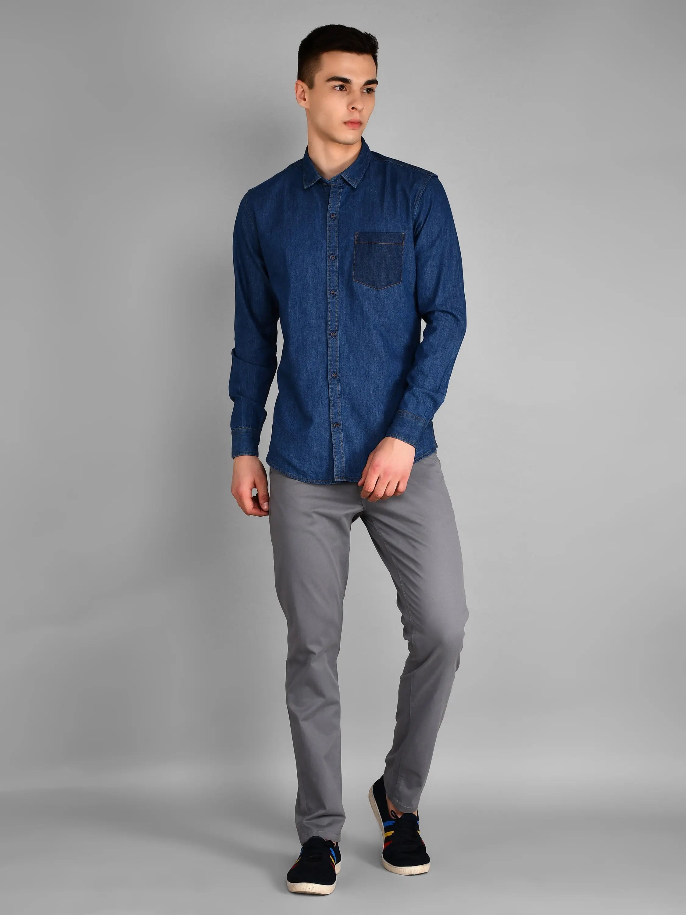 Light Indigo Solid Regular Fit Shirt TIM PARIS
