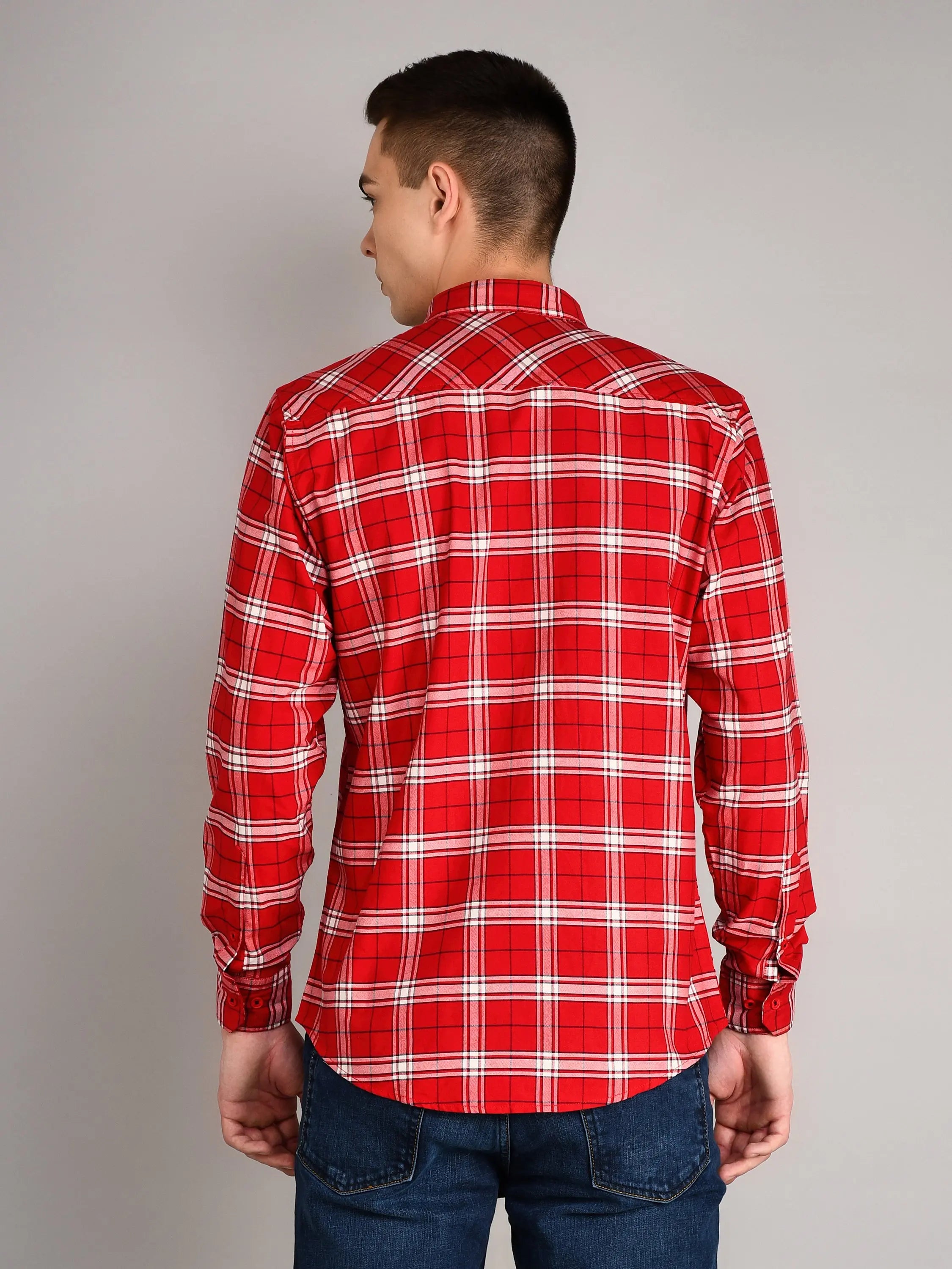Red Checkered Regular Fit Shirt TIM PARIS