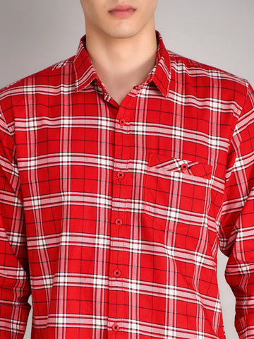 Red Checkered Regular Fit Shirt TIM PARIS