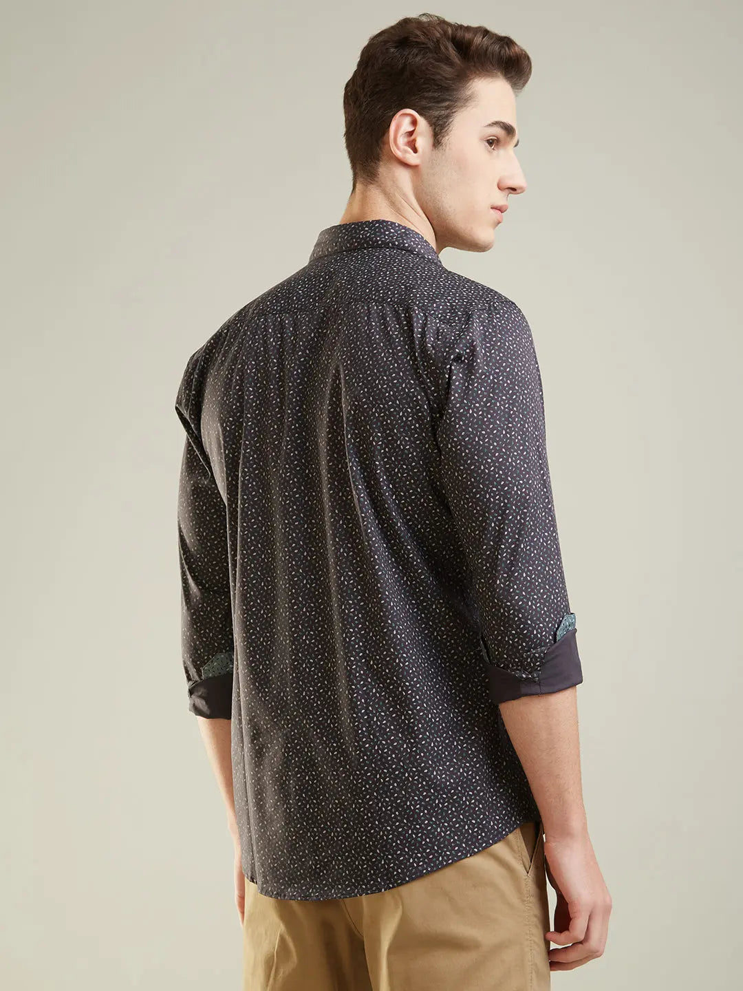 Black Printed Regular Fit Shirt TIM PARIS