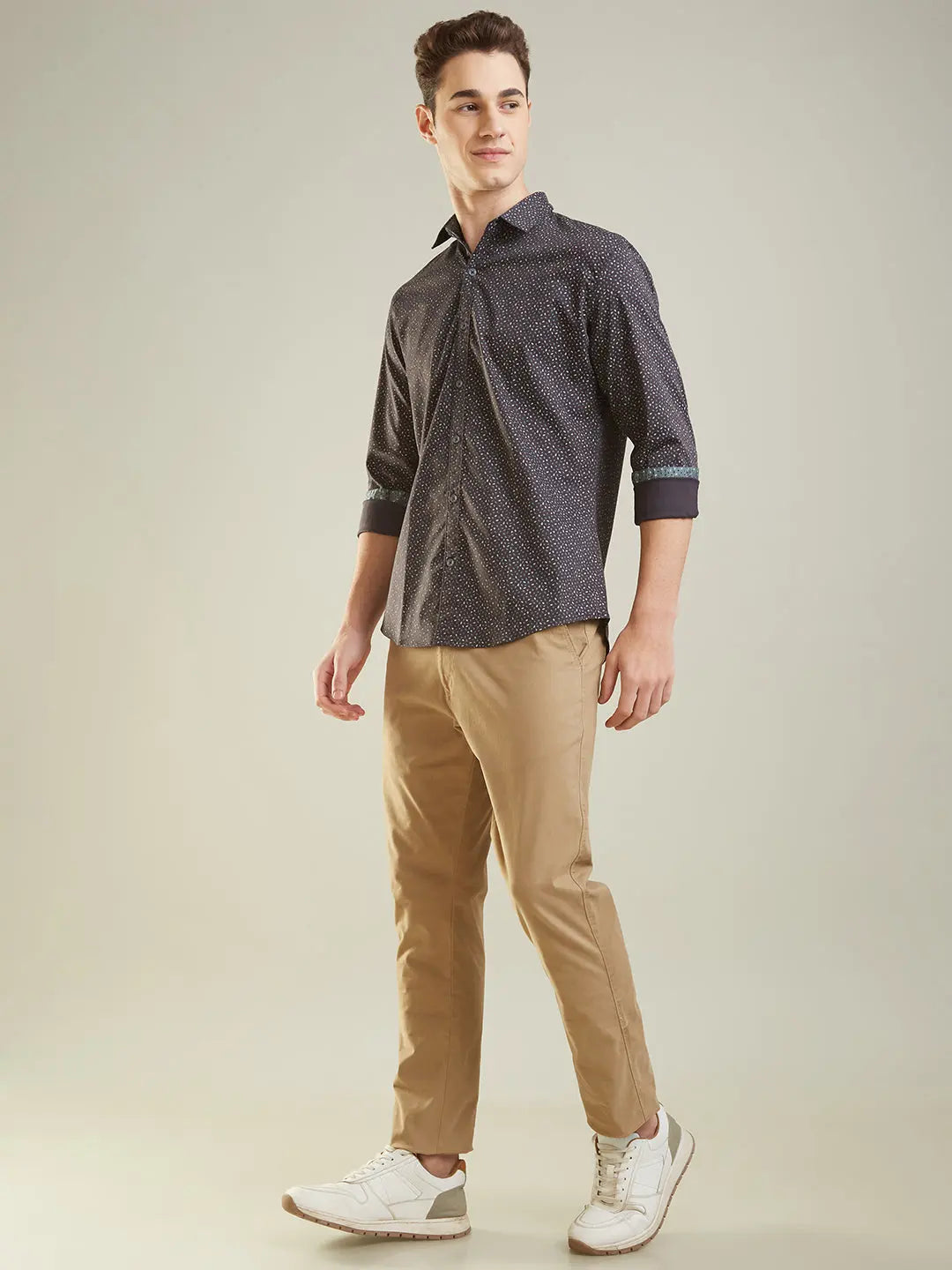 Black Printed Regular Fit Shirt TIM PARIS