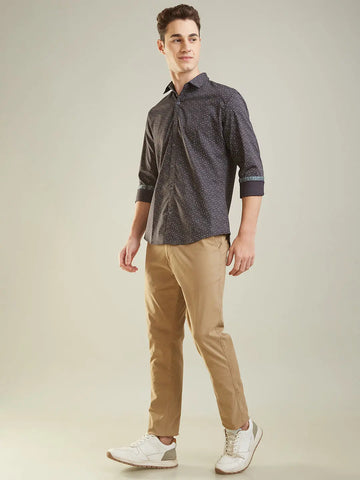 Black Printed Regular Fit Shirt TIM PARIS