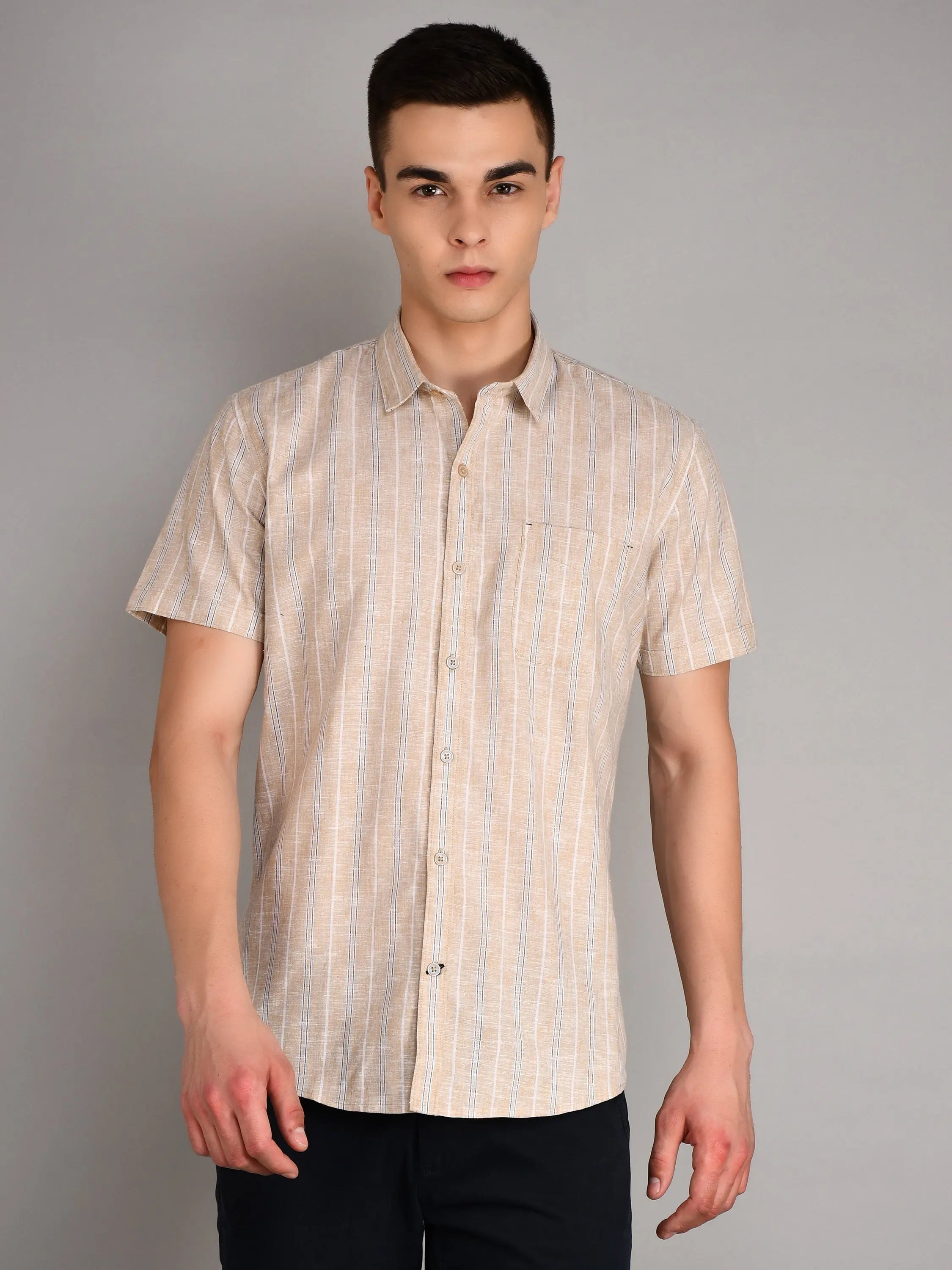 Grey Checkered Regular Fit Shirt TIM PARIS