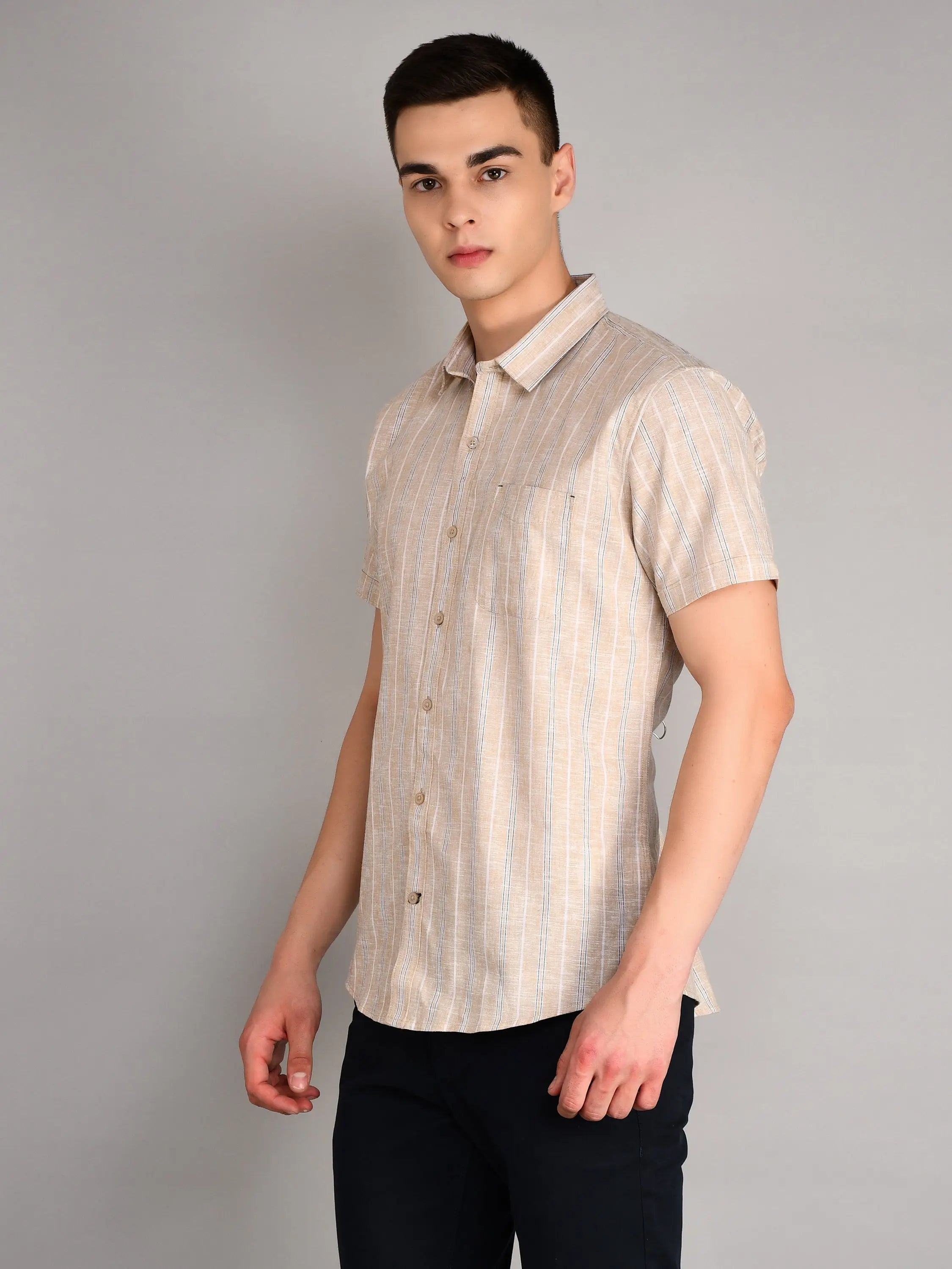 Grey Checkered Regular Fit Shirt TIM PARIS