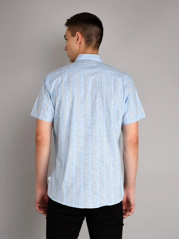 Sky Blue Checkered Regular Fit Shirt TIM PARIS