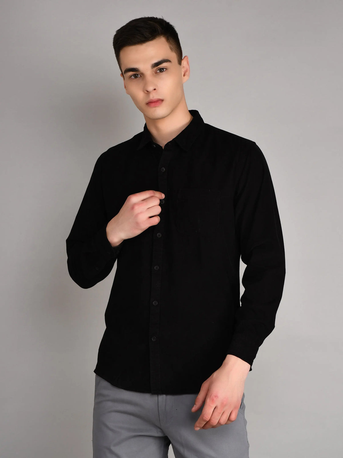 Black Solid Regular Fit Shirt TIM PARIS