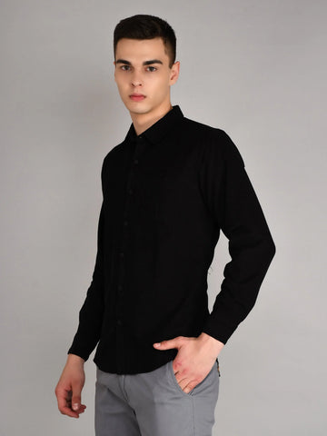 Black Solid Regular Fit Shirt TIM PARIS