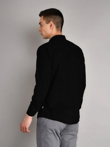 Black Solid Regular Fit Shirt TIM PARIS