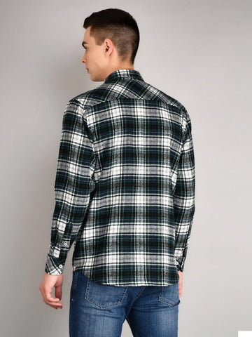 Dark Green Checkered Shirt Tim Paris
