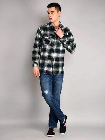 Dark Green Checkered Shirt Tim Paris