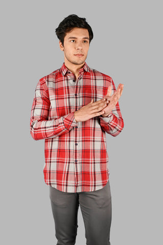 Green-White Checks Checkered Regular Fit Shirt TIM PARIS
