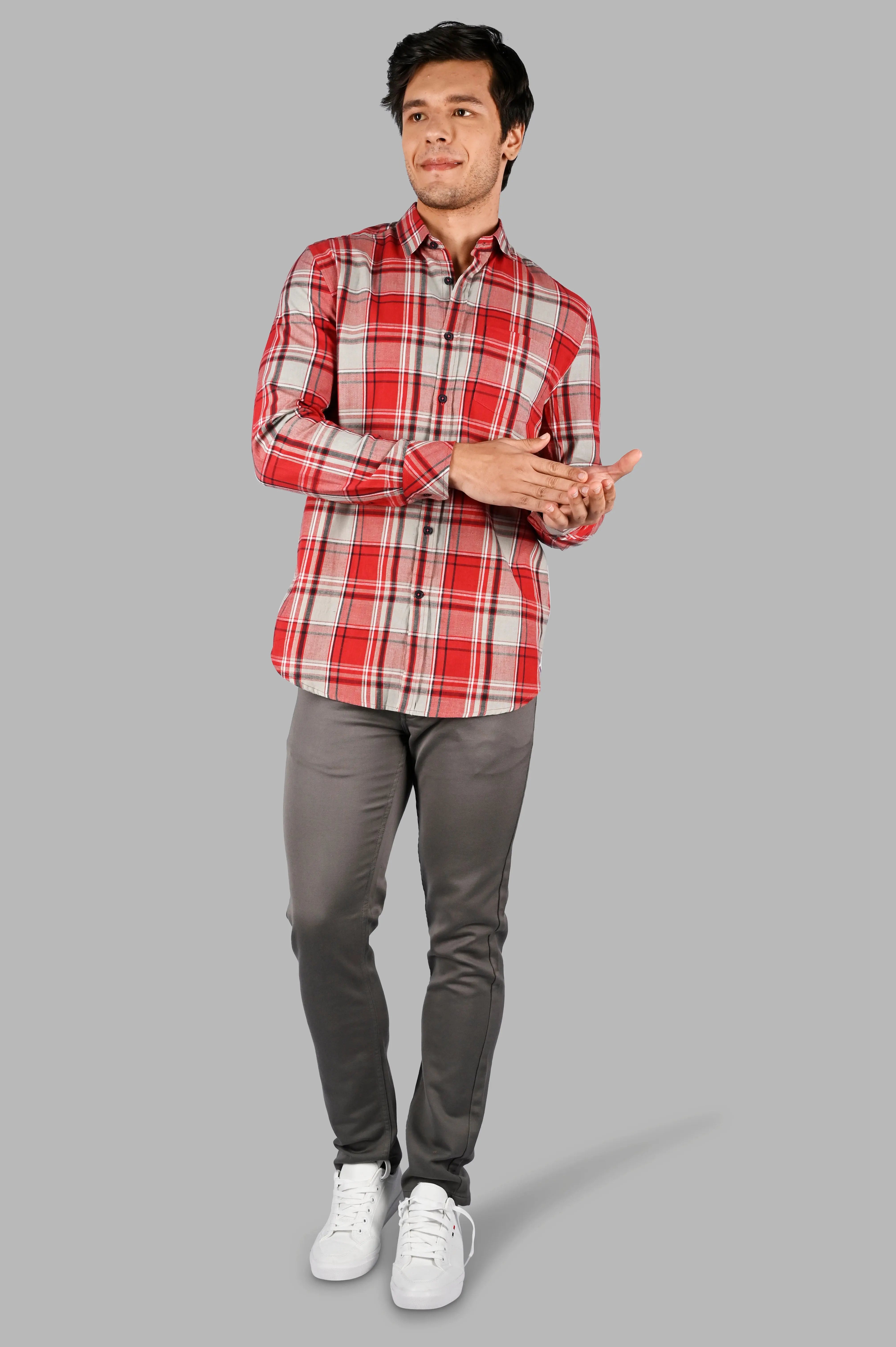Green-White Checks Checkered Regular Fit Shirt TIM PARIS