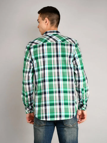 Green & White Checkered Shirt Tim Paris