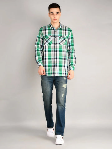 Green & White Checkered Shirt Tim Paris