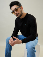Black Solid Regular Fit Sweatshirt