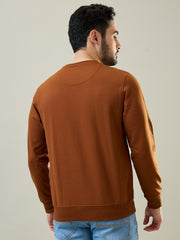 Brown Solid Regular Fit Sweatshirt