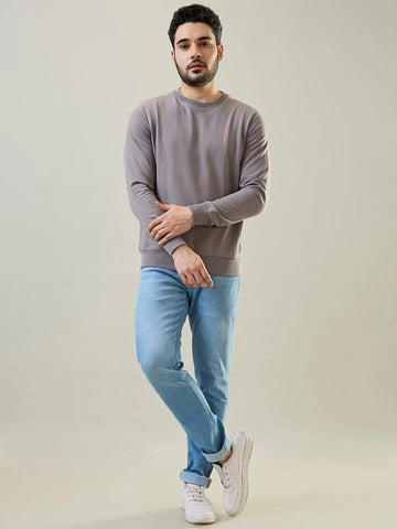 Grey Solid Regular Fit Sweatshirt Tim Paris
