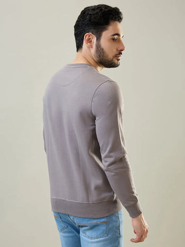 Grey Solid Regular Fit Sweatshirt Tim Paris