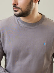 Grey Solid Regular Fit Sweatshirt