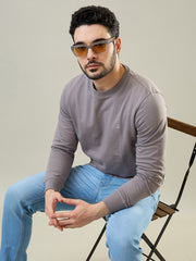 Grey Solid Regular Fit Sweatshirt