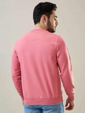 Pink Solid Round Neck Sweatshirt Tim Paris