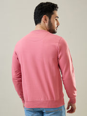Pink Solid Round Neck Sweatshirt
