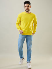 Yellow Solid Regular Fit Sweatshirt