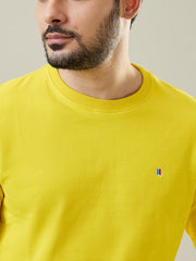Yellow Solid Regular Fit Sweatshirt