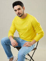 Yellow Solid Regular Fit Sweatshirt