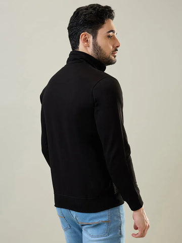 Black Solid Zipper Sweatshirt Tim Paris