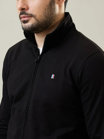 Black Solid Zipper Sweatshirt Tim Paris