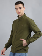 Olive Solid Regular Fit Sweatshirt