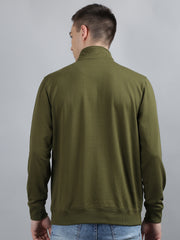 Olive Solid Regular Fit Sweatshirt