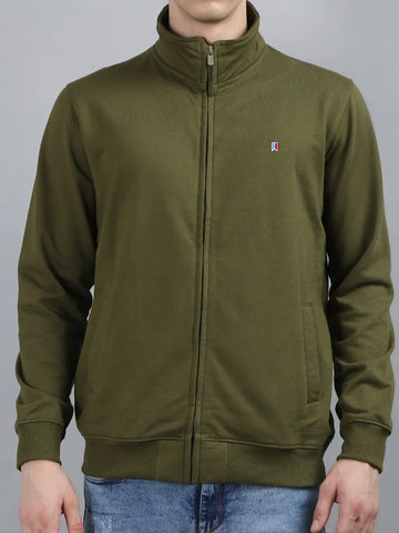 Olive Solid Regular Fit Sweatshirt Tim Paris