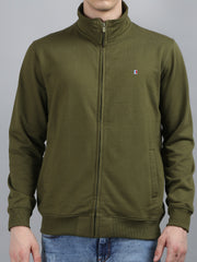 Olive Solid Regular Fit Sweatshirt