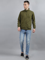 Olive Solid Regular Fit Sweatshirt